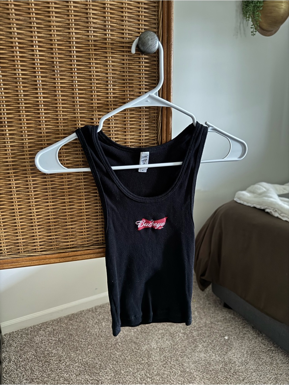 Buckeye Black Ribbed Logo Crop Tank